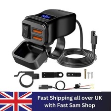 Dual Waterproof USB Port Motorbike Motorcycle Charger Socket Black Power Adapter