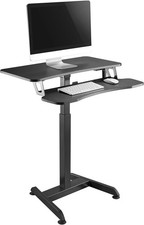 VonHaus 2-Tier Adjustable Computer Desk Mobile Workstation with Keyboard Shelf