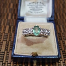 925 Sterling Silver Ring, Zambian Emerald And Topaz Jewellery, Size Q US 8