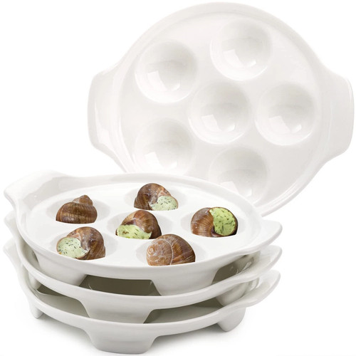 Pack ceramic escargot plates - 4,