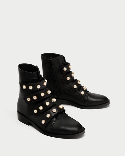 Zara women black leather - black,