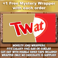 Twat Chocolate Bar Wrapper Novelty Joke Funny Rude Birthday Christmas Xmas Idea
