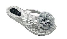 Womens Diamante Flower Flip