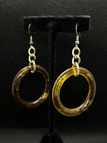 Brown yellow amber resin - brown, round