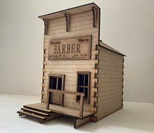 Large scale 40mm+ Old West Barber shop building, Unpainted kit.