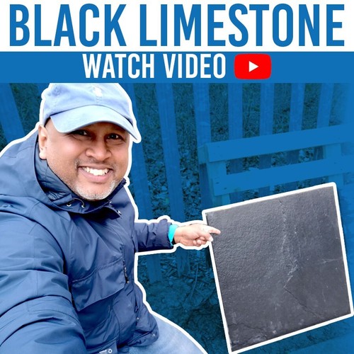 Black limestone paving patio - limestone,