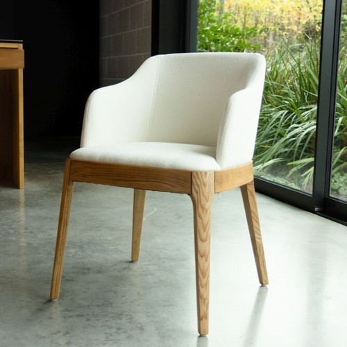 Cream upholstered dining chair - cream,