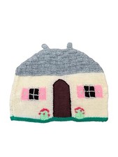 Vintage House Hand Knitted Tea Cosy handmade Cute Kitsch Unlined Cream