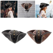 Pirate Hat Vintage Buccaneers Cap Tricorner for Fancy Party Adults Men Women