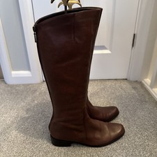 Dune brown leather knee high riding flat boots size 6 EU 39 US 8