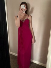 Lipsy London VIP Fuchsia Pink Embellished Maxi Prom/Bridesmaid Dress UK 8 