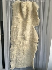 Large Rectangular Cream Real Animal Skin Rug Possibly Goat Fur