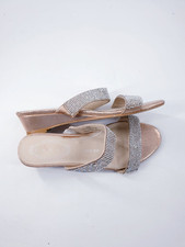 Debut size 3 (36) wide fit rose gold diamante strap wedge heel mule sandals