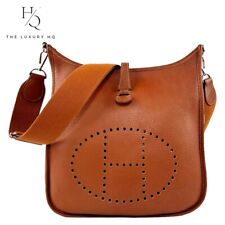 Pre-Owned Authenticated HERMES Evelyne III PM Brown Leather Shoulder Bag[LHQ319]