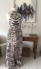 Boho/Ibiza Vibe Animal Print Alter Neck Maxi Dress UK Size 12