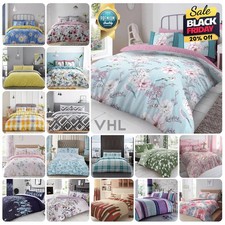 Clearance Bedding Reversible Duvet Cover Quilt Set With Pillowcases All Sizes UK