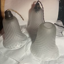 3 X Antique Frosted Glass Bell