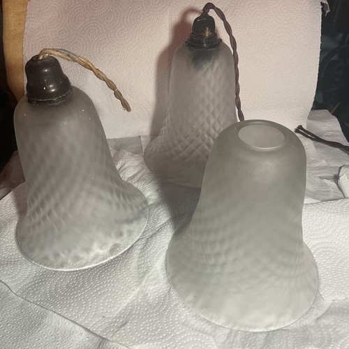 Antique frosted glass bell - x,