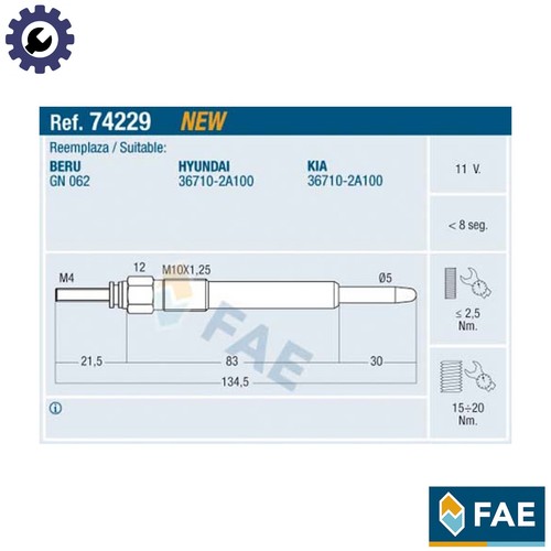Glow plug 74229 for - plug, hyundai