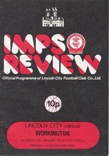 1973/74 Lincoln City V Workington, Division Four - used, free postage