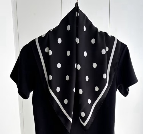 Silk satin black white polka - silk,