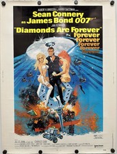 “DIAMONDS ARE FOREVER” Original Card Stock Poster 40”x30” 1971 James Bond 007