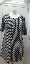Nina Leonard  angled striped tunic top navy white brand new size medium QVC