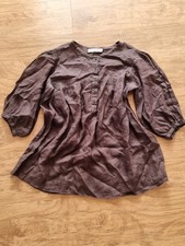 Zara Basic dark brown oversize puff sleeves shirt size L
