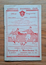 1949 - Liverpool v Manchester United, Division One Match Programme