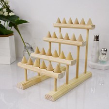 Wooden Ring Holder Display Cone Rack Finger Ring Jewelry Stand Storage Rack