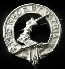 Vintage Sterling Silver Clan Badge, PRO REG ET PATRIA = For King & Country