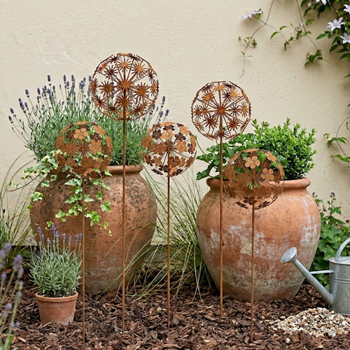 Rustic metal flower stake - rustic,