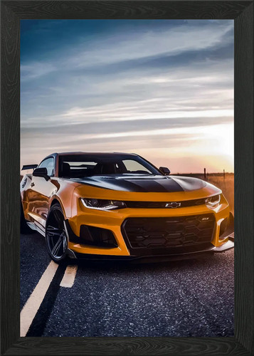 Yellow camaro muscle car - yellow,
