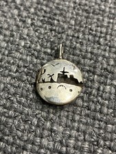 VINTAGE NATIVE AMERICAN STERLING MAN IN THE MAZE DESERT SCENE PENDANT REVERSIBLE