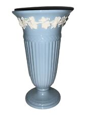 wedgewood Barlaston embossed queensware Blue Footed Vase-8.5 Inch 
