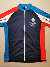 TEAM GB 2012 Mens UK L Cycling Short Sleeve White Jersey VGC Full Zip Anti Slip