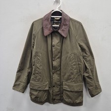 Barbour X Land Rover Carraw Wax Waterproof Leather Collar Jacket Coat Size Small