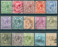 GB KGV 1912/24 Royal Cypher Basic Set To 1/- Inc 9d Olive Fine Used