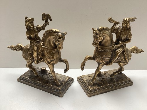 Vintage pair brass horse - pair,