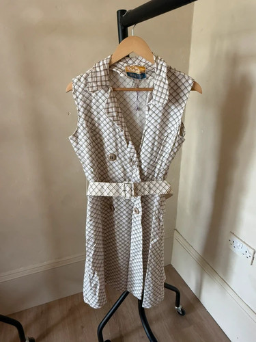 White checked belted - checked,