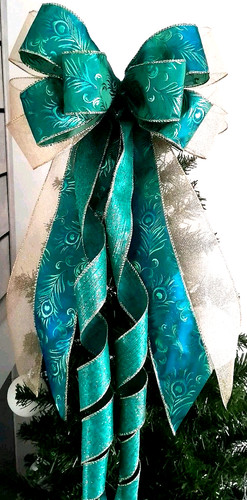 Large teal gold peacock - large,