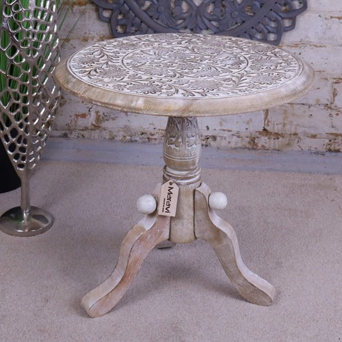 Malwa round pedestal - round, wooden