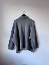 Eskandar Hand Loomed Roll Jumper in Grey Heavy Merino Wool, OS
