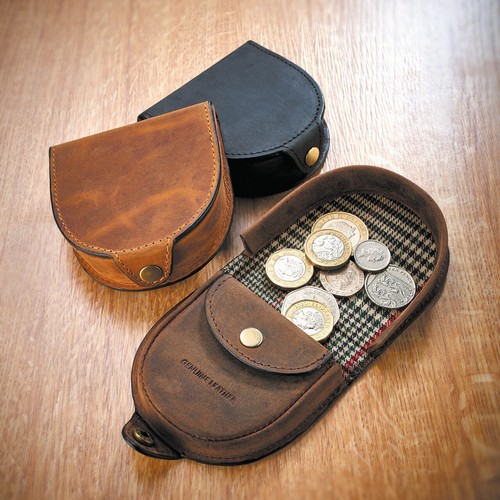 Tartan cow calf leather coin - leather,