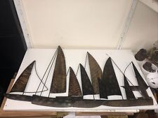 Large Coloured Brown/black Metal Sailing  Ships Wall Art Garden Panel Hanging