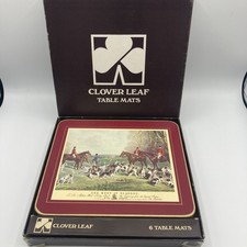 Vintage CloverLeaf Table Mats Set of 6 Hunting Scene Placemats Boxed Retro