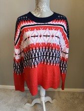 M&S RED MIX FAIR ISLE STYLE JUMPER SIZE L WINTER / CHRISTMAS