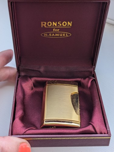 Vintage ronson gold tone gas - ronson,