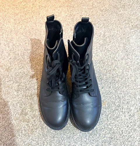 Women black leather combat - women’s,