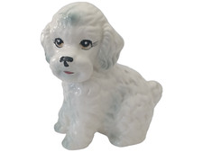 Bichon Dog Figurine Bolognese Terrier Poodle Puppy White Japan Ceramic Vtg